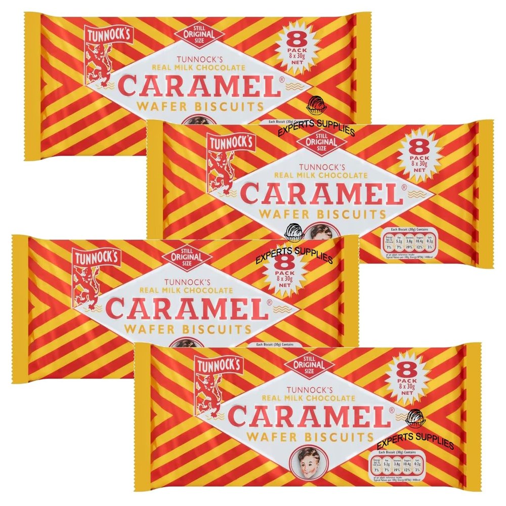 Milk Chocolate Bundle Tunnock's Milk Chocolate Caramel Wafer Biscuits Multipack, 240g, Pack of 4 By Experts Supplies