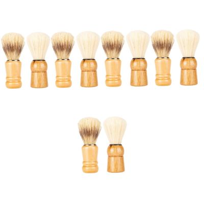 WOONEKY 5sets Wood Handle Shaving Brush for Men Shave Brush Gentleman's Present Travel-friendly 2pcs*5