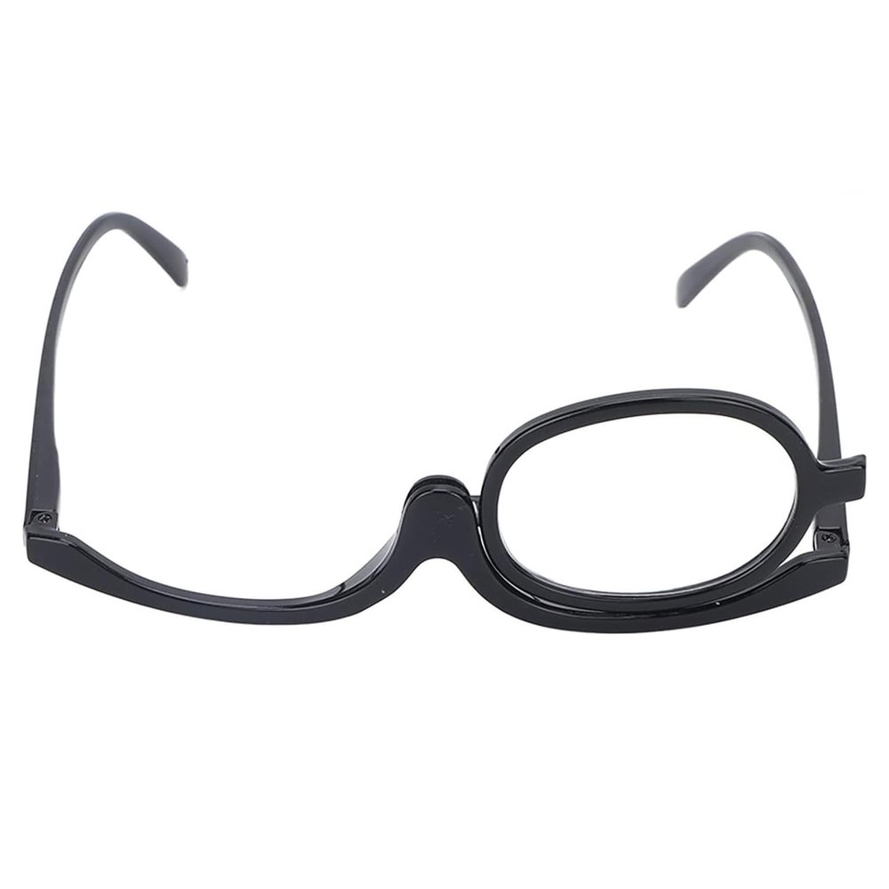 250 Degrees Folding Reading Glasses Flip-Up Lens - Magnifying Make Up Glasses With Flip-Down Single Lens (Black)