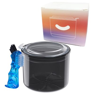 Denture Holder Case, Denture Soaking Container with Strainer Basket, Denture Cup for Travel Cleaning, False Teeth Container, Teeth Aligner Case