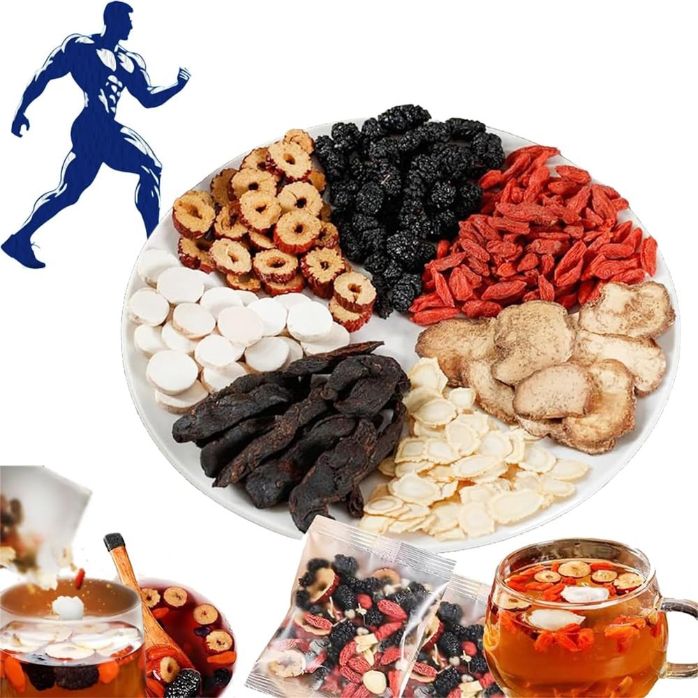Derivemid Kidney Tea, Kidney Detox Tea, Kidney Tea Formula Ginseng Six Treasure Tea, Men's Kidney Tea Chinese Herbal Tea, Ginseng Five Treasures Tea Kidney Tea, Organic Ginseng Tea Herbal Tea (1Box)