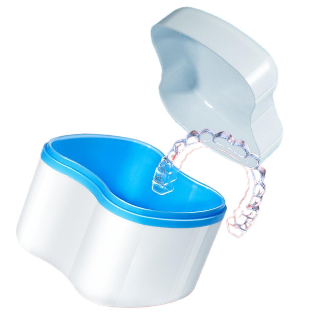 Denture Case, Denture Case For Travel | Removable Denture Cleaning Case | Portable Denture Cleaning Box, Retainer Cup