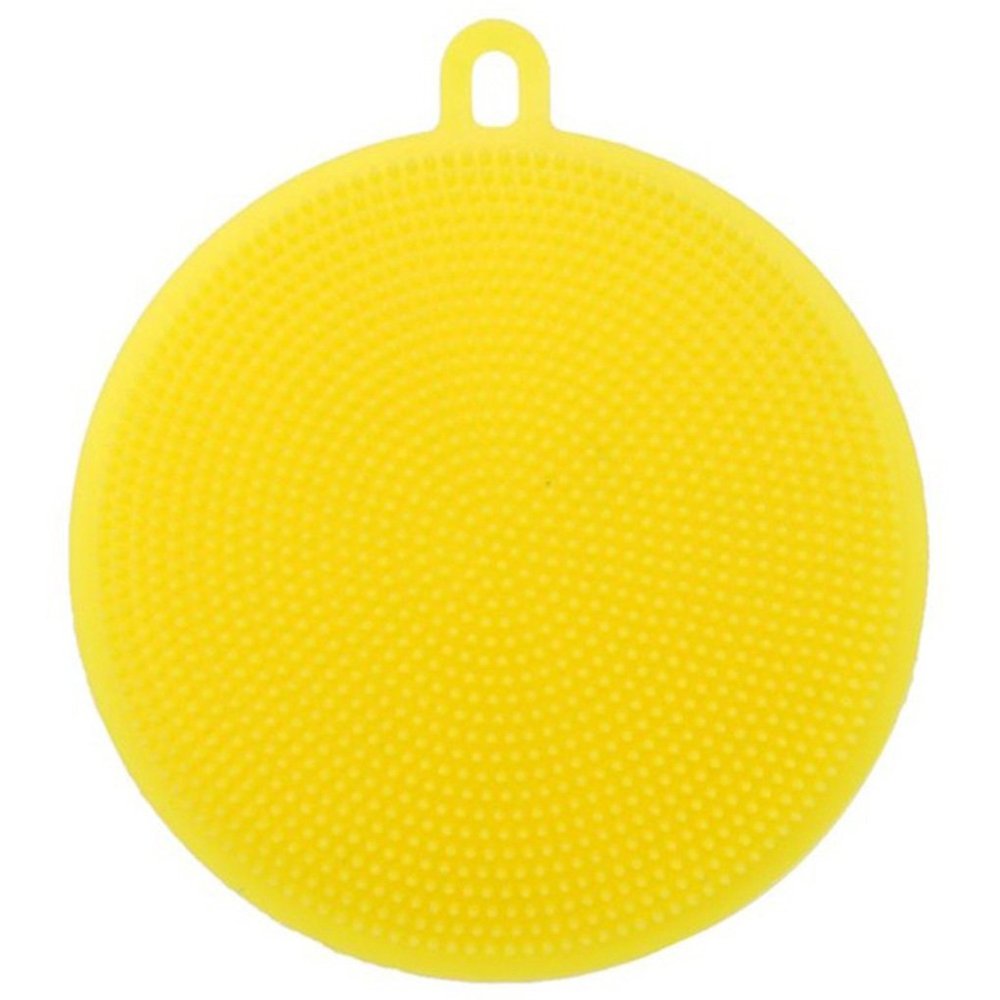 Magic Silicone Dish Bowl Cleaning Brush Multifunction Scouring Pad Pot Pan Wash Brushes Kitchen Cleaner Washing Tool, yellow, 1 Piece