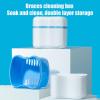 Denture Container Case for Travel - Denture Bath Case | Denture Cup Bath Box Case with Strainer Basket | Dentall Retainer Case Soaking Container Denture Cleaing Cup for Upper and Lower view 3