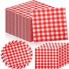 Lpitoy Paper Napkins, 100pcs Red and White Gingham Paper Serviettes Dinner Napkins for Dinner Picnic Birthday Party Christmas Decorations view 1
