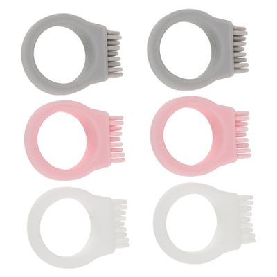 Didiseaon Ring Toothbrush 6pcs Mini Size Silicone Thumb Oral Cleaning Brush Travel Teeth Brush Set for Hiking and Daily Use in White, Light Grey, and Pink