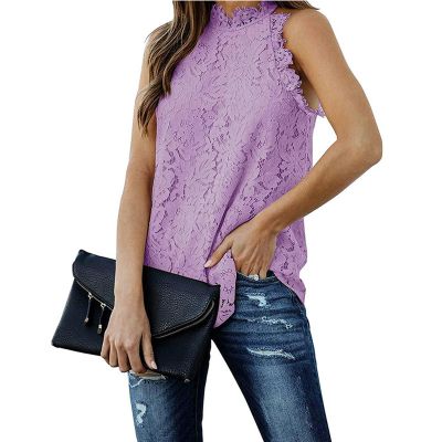 Ladies Summer New Lace Halter Sweet Vest - Purple - L