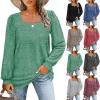 Women's winter new loose casual puff sleeve square collar long sleeve T-shirt - purple - S view 2