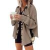 Women's Winter New Casual Knitted Jacket Loose Plaid Boyfriend Shirt - Dark Khaki - L view 1