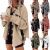 Women's Winter New Casual Knitted Jacket Loose Plaid Boyfriend Shirt - Dark Khaki - L view 2