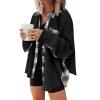 Women's Winter New Casual Knitted Jacket Loose Plaid Boyfriend Shirt - Dark Khaki - L view 4