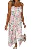 Summer high waist wide leg jumpsuit women's floral sling jumpsuit women's clothing - orange - L view 2