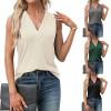 Women's V-neck vest fashion summer sleeveless shirt casual loose waist top shirt T-shirt - green - XL view 2