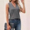Women's V-neck vest fashion summer sleeveless shirt casual loose waist top shirt T-shirt - green - XL view 4