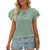 Summer New Women's T-shirt Hole Lace-up Double Sleeve Top - Green - M view 1