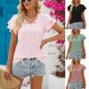 Summer New Women's T-shirt Hole Lace-up Double Sleeve Top - Green - M view 2