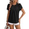Summer new women's casual V-neck chiffon shirt flower sleeve top - rose red - XL view 3