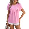 Summer new women's casual V-neck chiffon shirt flower sleeve top - rose red - XL view 4