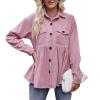 Women's Winter New Casual Babydoll Corduroy Shirt - Pink - M view 1
