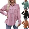 Women's Winter New Casual Babydoll Corduroy Shirt - Pink - M view 2