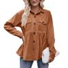 Women's Winter New Casual Babydoll Corduroy Shirt - Pink - M view 3