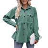 Women's Winter New Casual Babydoll Corduroy Shirt - Pink - M view 4