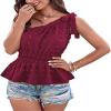 New Women's Casual Sleeveless Polka Dot Shirt-Wine Red-XL view 1