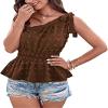 New Women's Casual Sleeveless Polka Dot Shirt - Blue - L view 4