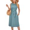 New women's summer casual sleeveless vest belt mid-length dress - navy blue - M view 3