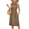 New women's summer casual sleeveless vest belt mid-length dress - navy blue - M view 4