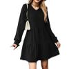 Winter Fashion V-neck Splicing Long Sleeve Loose Dress Women's Clothing-Black-M view 1