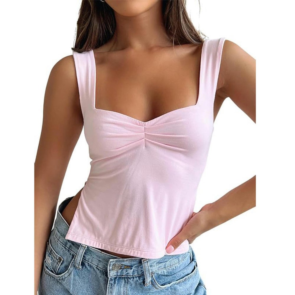 Ladies Summer Ladies Fashion Small Vest Tight Top - Pink - L
