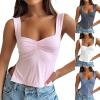 Ladies Summer Ladies Fashion Small Vest Tight Top - Pink - L view 2