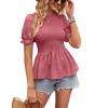 Women's summer chiffon ball short-sleeved top sweet shirt - red bean paste - S view 1