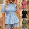Women's summer chiffon ball short-sleeved top sweet shirt - red bean paste - S view 2