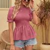 Women's summer chiffon ball short-sleeved top sweet shirt - red bean paste - S view 3