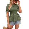 Women's summer chiffon ball short-sleeved top sweet shirt - red bean paste - S view 4