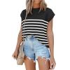 Summer new women's clothing ladies round neck top thick needle casual striped sweater - apricot - M view 3