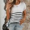 Summer new women's clothing ladies round neck top thick needle casual striped sweater - apricot - M view 4