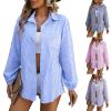 Women's Spring and Summer New Loose Commuter Casual Long Sleeve Striped Shirt Women-Pink-L view 2