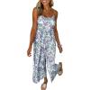 Summer High Waist Wide Leg Jumpsuit Women's Floral Sling Jumpsuit Women's Clothing - Blue - S view 1
