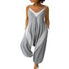 Fashion new sleeveless loose stitching suspenders casual jumpsuit for women - gray - 5XL view 1