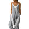 Fashion new sleeveless loose stitching suspenders casual jumpsuit for women - gray - 5XL view 2