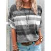 Ladies new summer gradient contrast color women's short-sleeved T-shirt - blue - M view 3