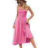 Ladies Summer Square Neck Pleated Suspender Dress - Glitter Pink - L view 1