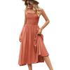 Ladies Summer Square Neck Pleated Suspender Dress - Glitter Pink - L view 4