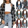 Women's Winter New Casual Boyfriend Style Loose Plaid Shirt - Khaki - S view 2