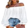 Ladies New Hollow One Shoulder Lantern Sleeve Top - White - 5XL view 1