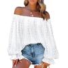 Ladies New Hollow One Shoulder Lantern Sleeve Top - White - 5XL view 4
