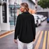 New Casual Fashion Double Pocket Loose Long Sleeve Shirt Women's Clothing-Black-S view 3